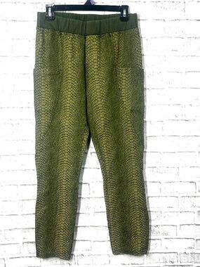 |•XCVI•| Green Snakeskin Print Pants Side Pockets Size Medium
